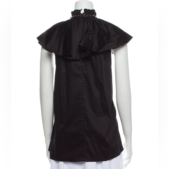THOMAS WYLDE Mock Neck Short Sleeve Blouse Size: L - Picture 3 of 3